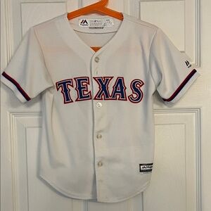 Majestic White Kids 4T Texas Rangers Baseball Jersey